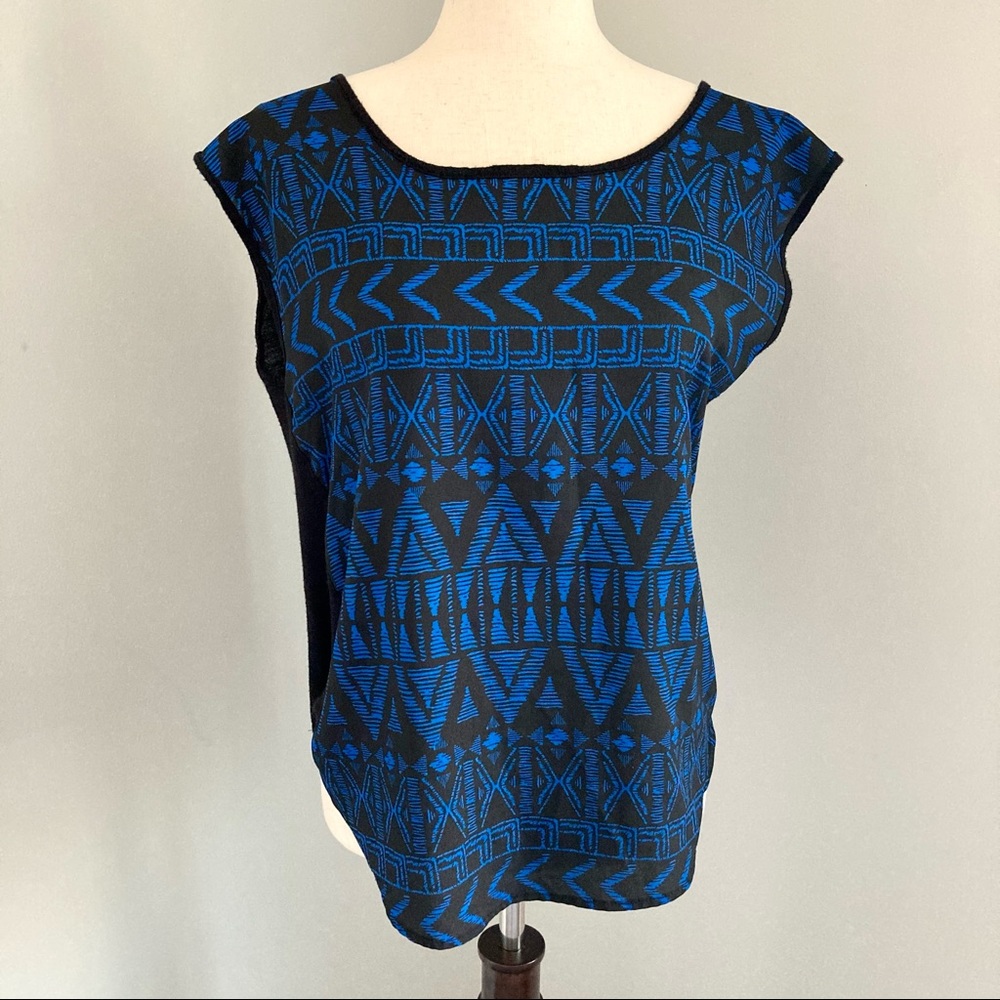 Forever 21 Blue and Black Aztec T-Shirt